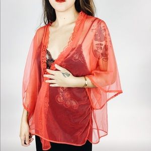 90’s Red Sheer Kimono